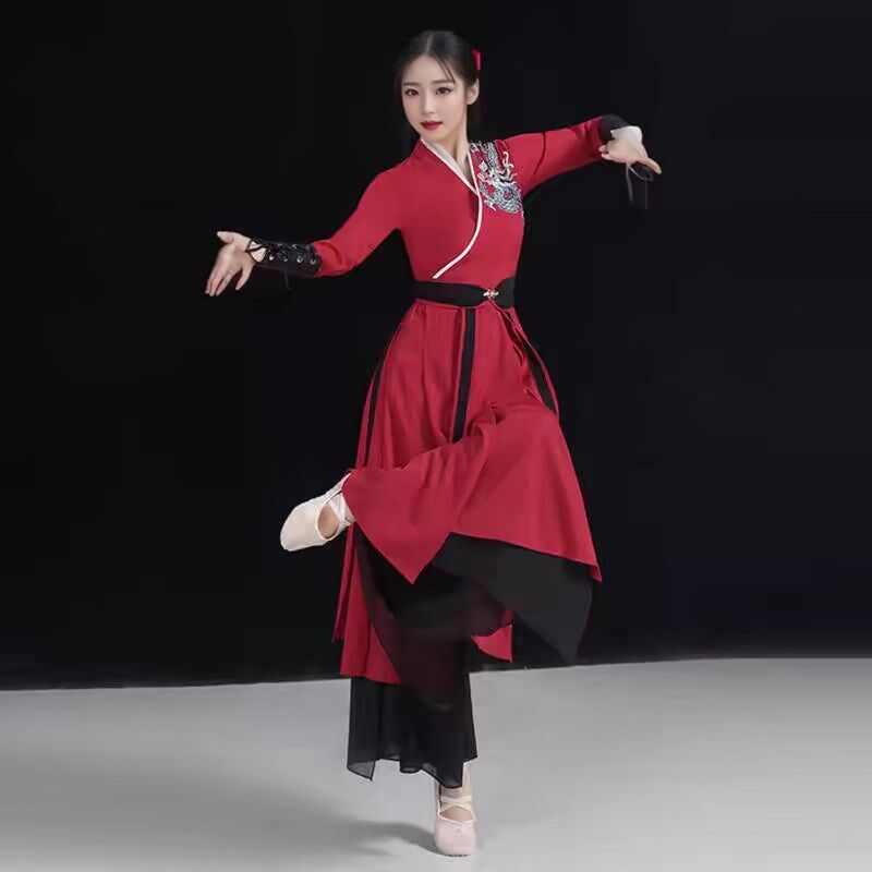 雪龙吟古典舞蹈服成人女扇子舞古典舞练功服古风侠客打鼓服表演服