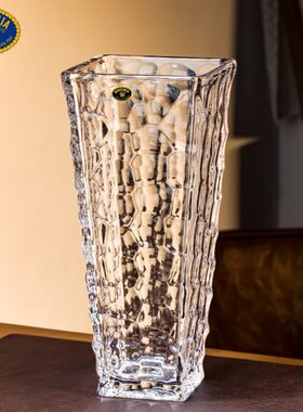 捷克进口BOHEMIA水晶玻璃花瓶方口高身水培花瓶客厅家居花器装饰
