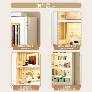 家用带白板推拉门书架客厅书房一体靠墙书柜儿童绘本架防尘收纳柜