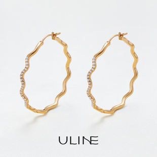 ULINE通体925纯银耳环银耳圈轻奢港风大圈耳饰独特设计感耳坠耳扣