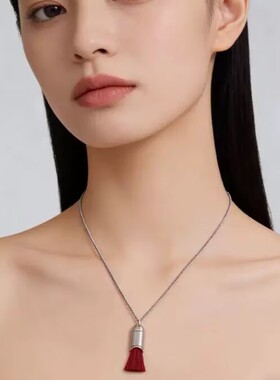 极简风金属流苏红色毛衣链