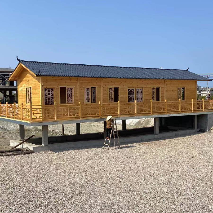 户外防腐木木屋别墅中式三角民宿定制景区组装小房子移动木房凉亭