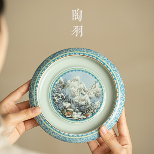 仿古泥雪景壶承干泡台家用茶具配件壶承托茶杯托茶壶垫茶道零配