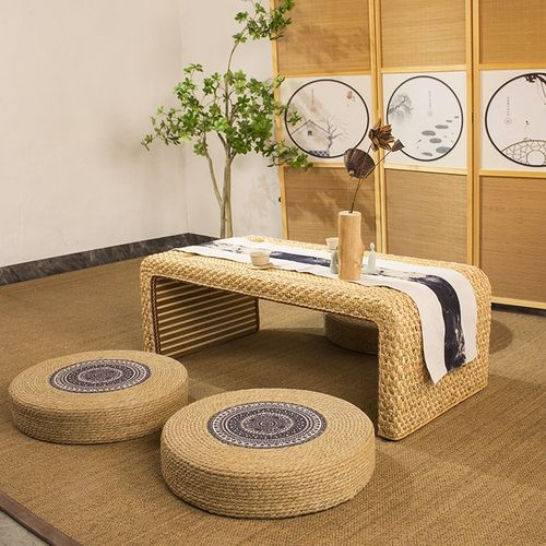 飘窗藤编民宿家用禅意阳台榻榻米地台炕几桌实木茶几飘窗桌