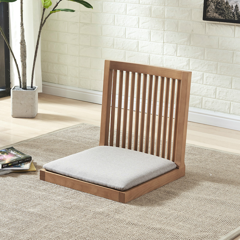 日式实木榻榻米椅子床上座椅无腿靠背和室椅飘窗椅日料店无脚餐椅