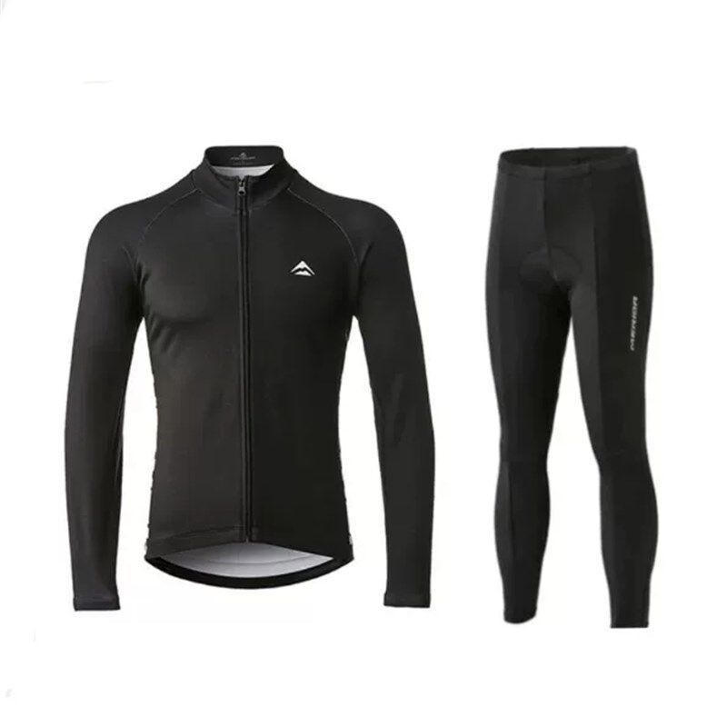 春秋季黑色专业山地自行车服装备长袖骑行K服套装透气速干衣男女
