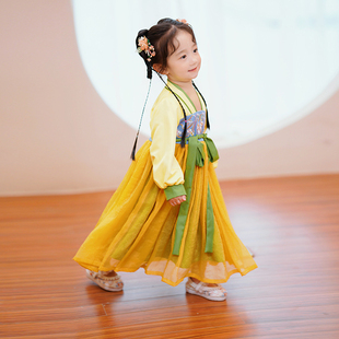 中秋节汉服女童秋款襦裙超仙洋装幼儿园女宝宝长袖中国风公主裙