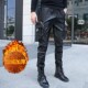 裤 2024秋冬款 子哈伦外卖 修身 小脚工装 加绒加厚皮裤 男防水防风韩版