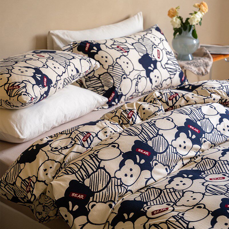 超柔软儿童被套单件全棉天竺棉可爱兔兔裸睡单双人被罩纯棉针织棉