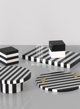 北欧创意大理石客厅餐桌厅果盘茶几摆件装饰品插干U花瓶器收纳托