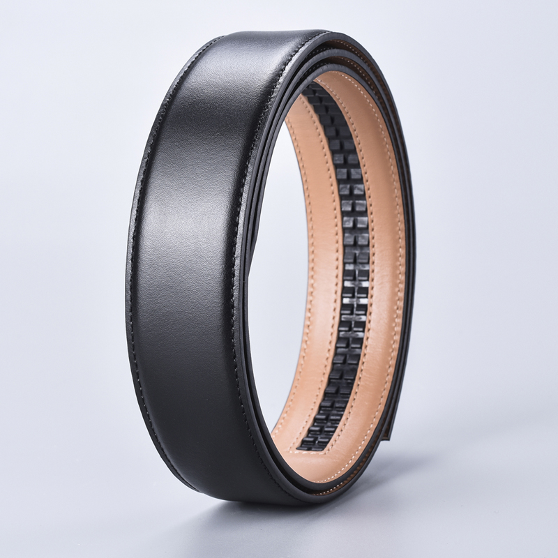 光面 无头不带头皮带男真皮自动带牛皮3.4纯带身3.2腰带条无扣955