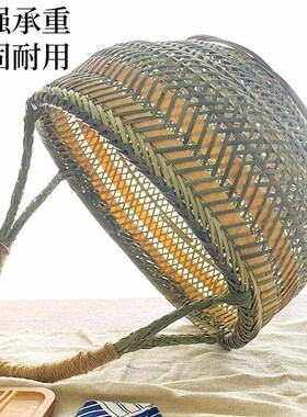 竹编采摘买提菜篮鸡蛋小竹篮筐收纳篮织家用手提大竹篮子水果