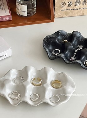 北欧陶瓷c收纳托盘摆件桌面玄关钥匙置物收纳盘首饰戒指饰品展示
