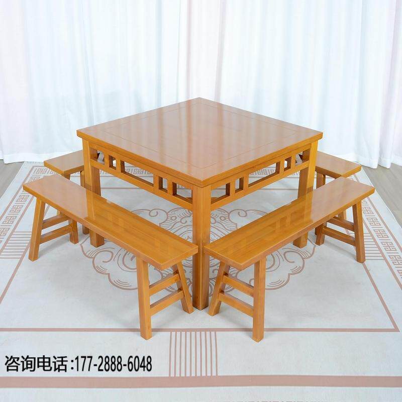 老式仿古餐桌中式实木八仙桌农村家用中堂正方形桌子饭店桌椅商用