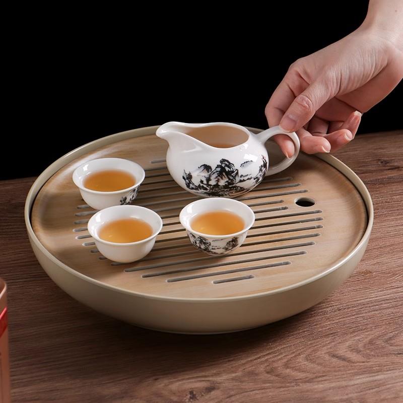 干泡茶盘个人专用简易圆形蓄水潮汕功夫单人小茶盘家用2025新款