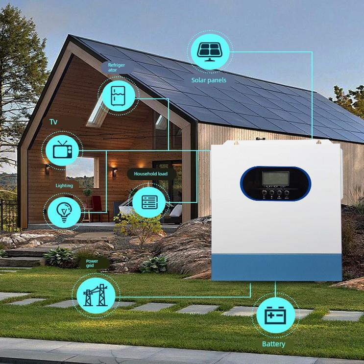 太阳能发电系统家用全套离网逆控一体机5kw220v光伏发电空调水泵