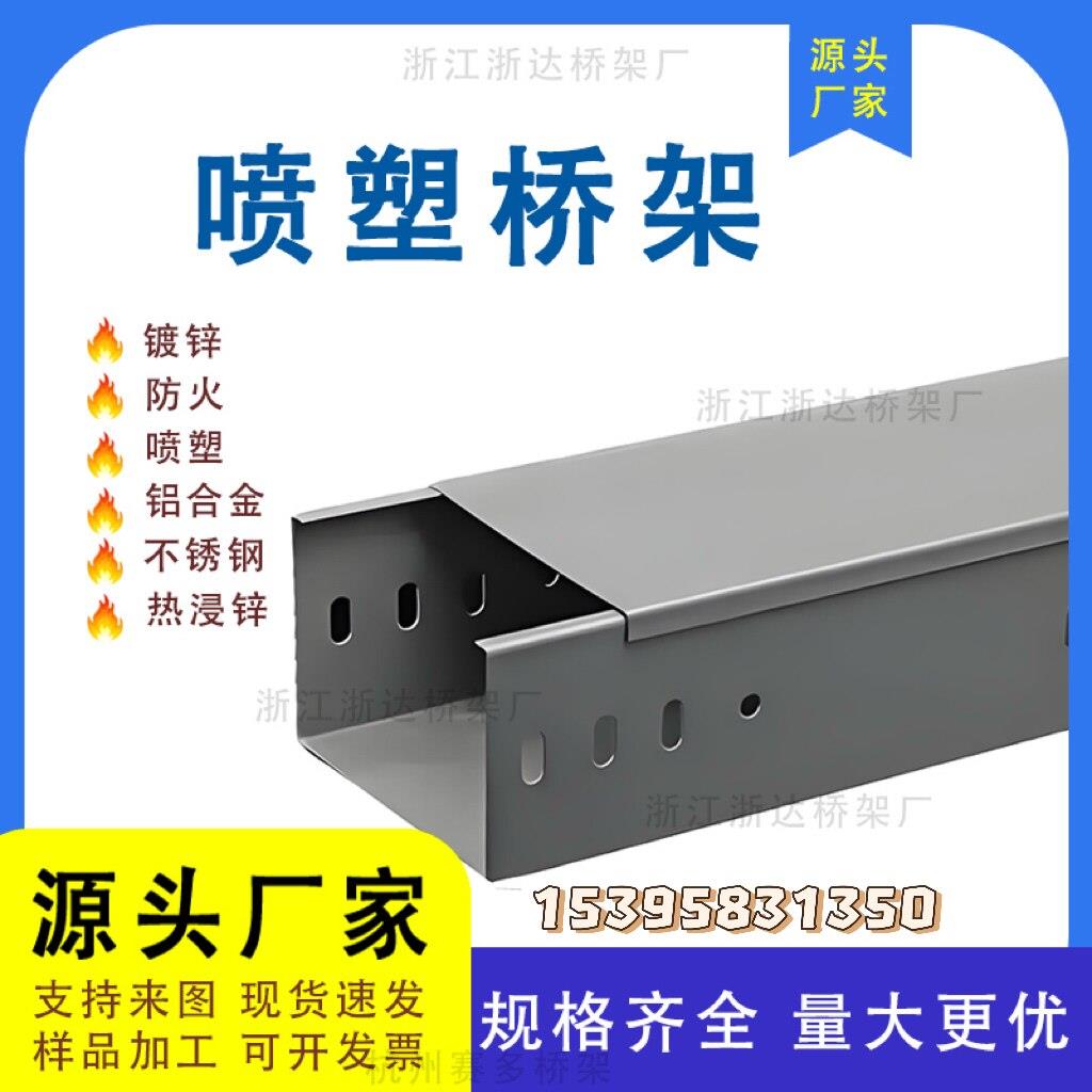 喷塑桥架桥架厂钢制镀锌铁线槽式梯式200*100防火喷塑150 75 50