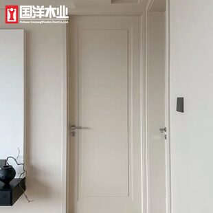 门全实木门扇隔音复合烤漆门家用奶油风法式 室内卧室门套装 房间门