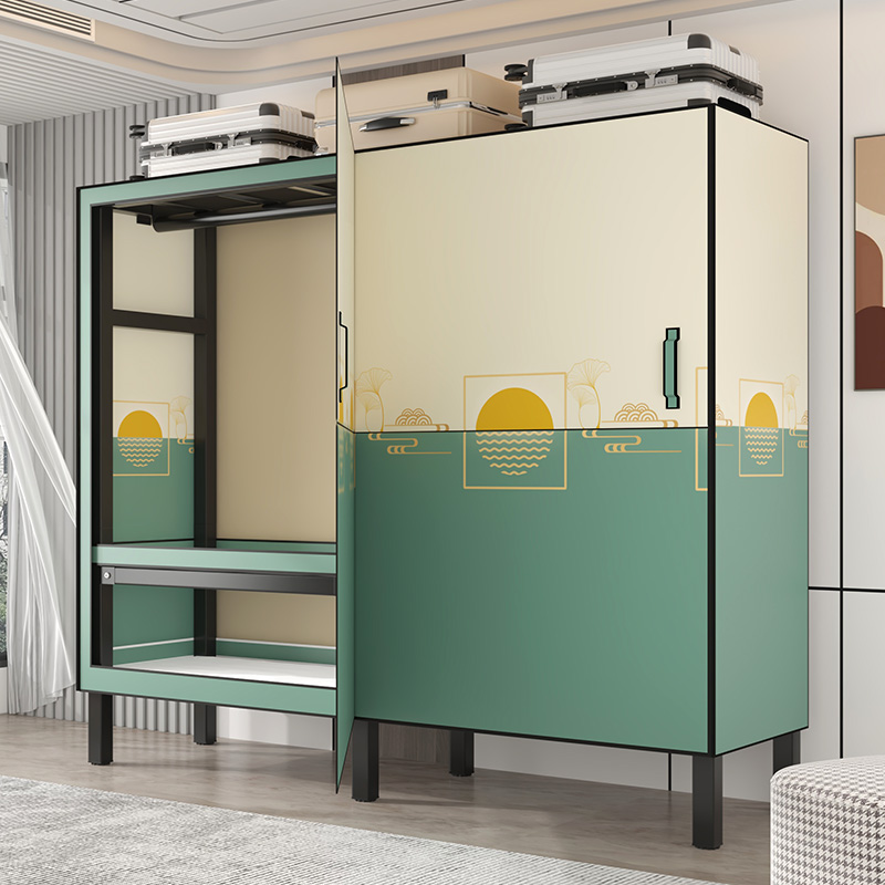 出租房开门式简易布衣柜结实耐用折叠免安装家用卧室柜子加粗加厚