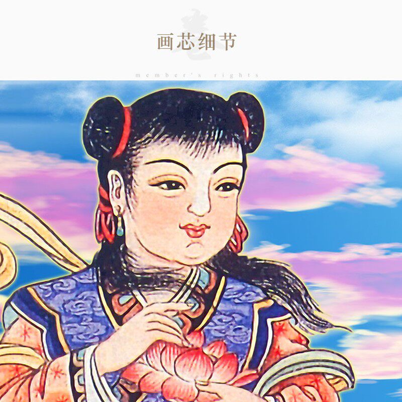 龙女画像 善财童子神像画 观音菩萨胁侍 佛堂卷轴挂画装饰画定制