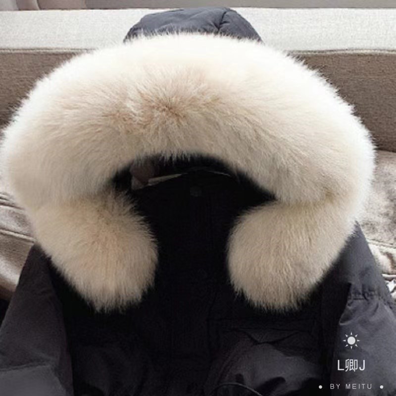 狐狸毛领定做蓝狐大毛领单卖白色真毛领订制羽绒服真皮草毛领保暖