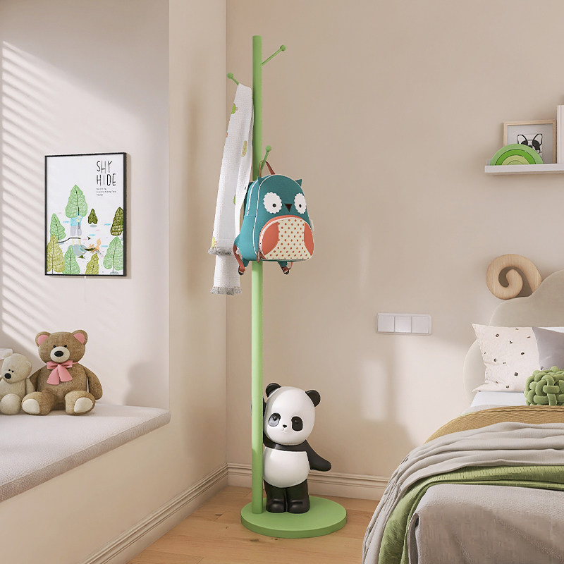 奶油风熊猫落地摆件衣帽架挂衣架挂包架卧室客厅家用晾衣架装饰品