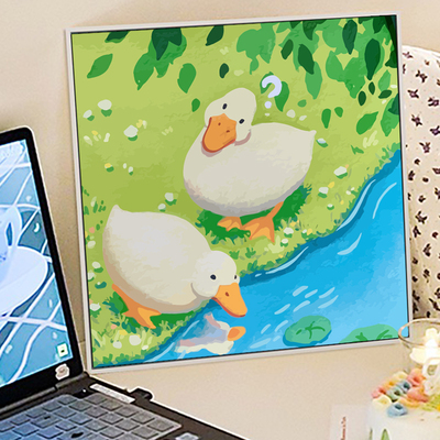 可爱鸭子数字油画diy填充手绘丙烯填色手工涂色卡通动物儿童涂鸦