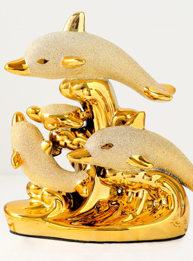 简约海豚摆件现代酒柜电视柜摆设家居陶瓷装饰品乔迁礼品桌面摆放