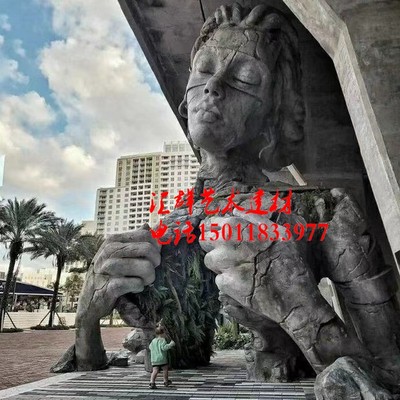 定制人物大门有历史感水泥高仿室内水泥假山乐场游景树洞水泥雕塑