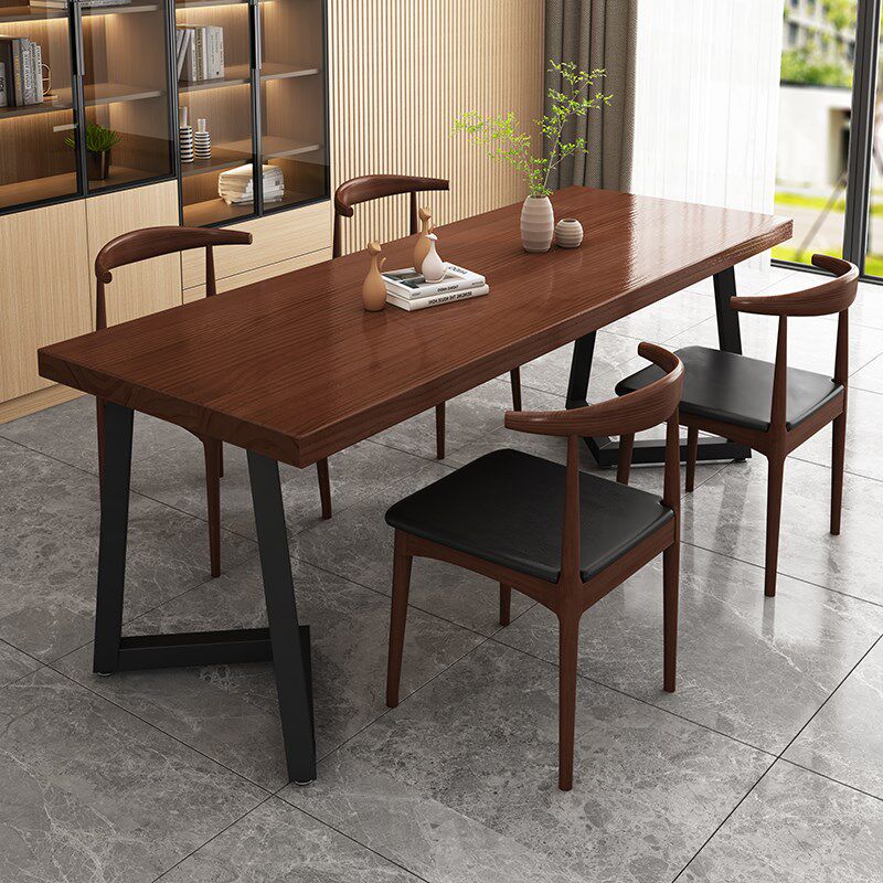 莫比恩餐桌实木简易电脑桌长条大板书桌工作台家用客厅学习桌定制