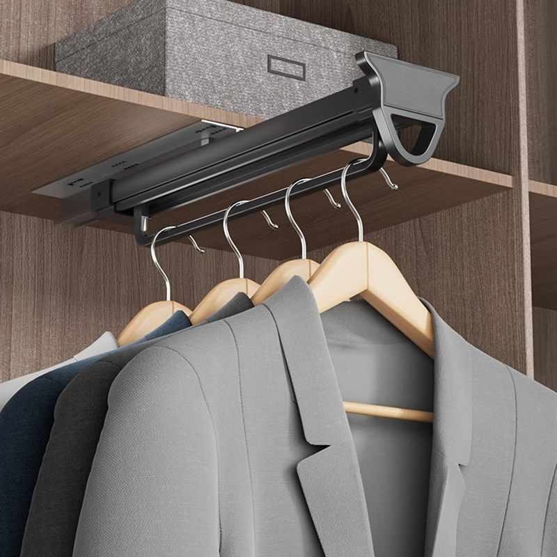 德国进口衣柜顶装挂衣杆柜内衣橱纵向竖向抽拉式伸缩衣架杆柜子薄