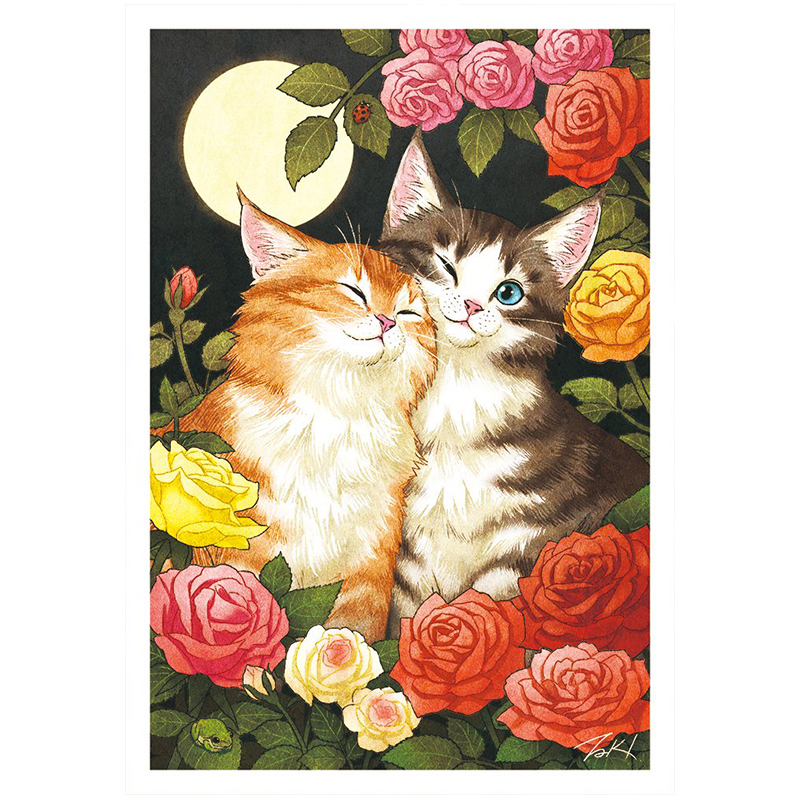 现代简约花与猫咪系列日系可爱客厅房间玄关挂画壁画无框画装饰画图片