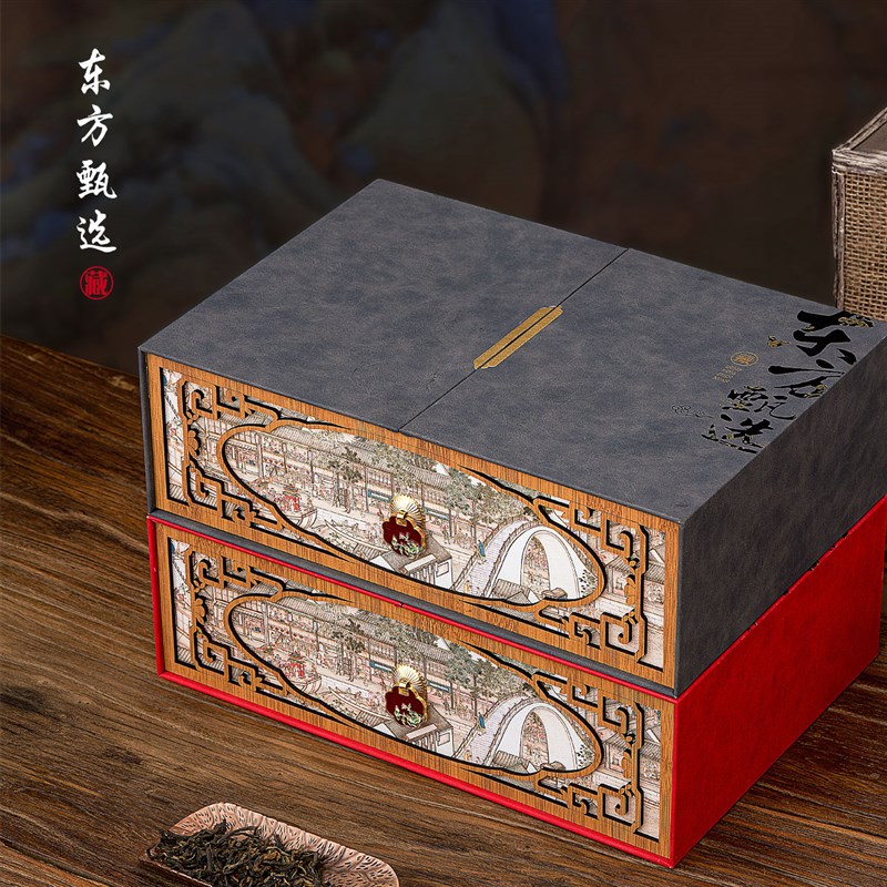 新品复古国风茶叶包装盒半斤装马口铁茶叶罐红茶绿茶通用礼盒定制