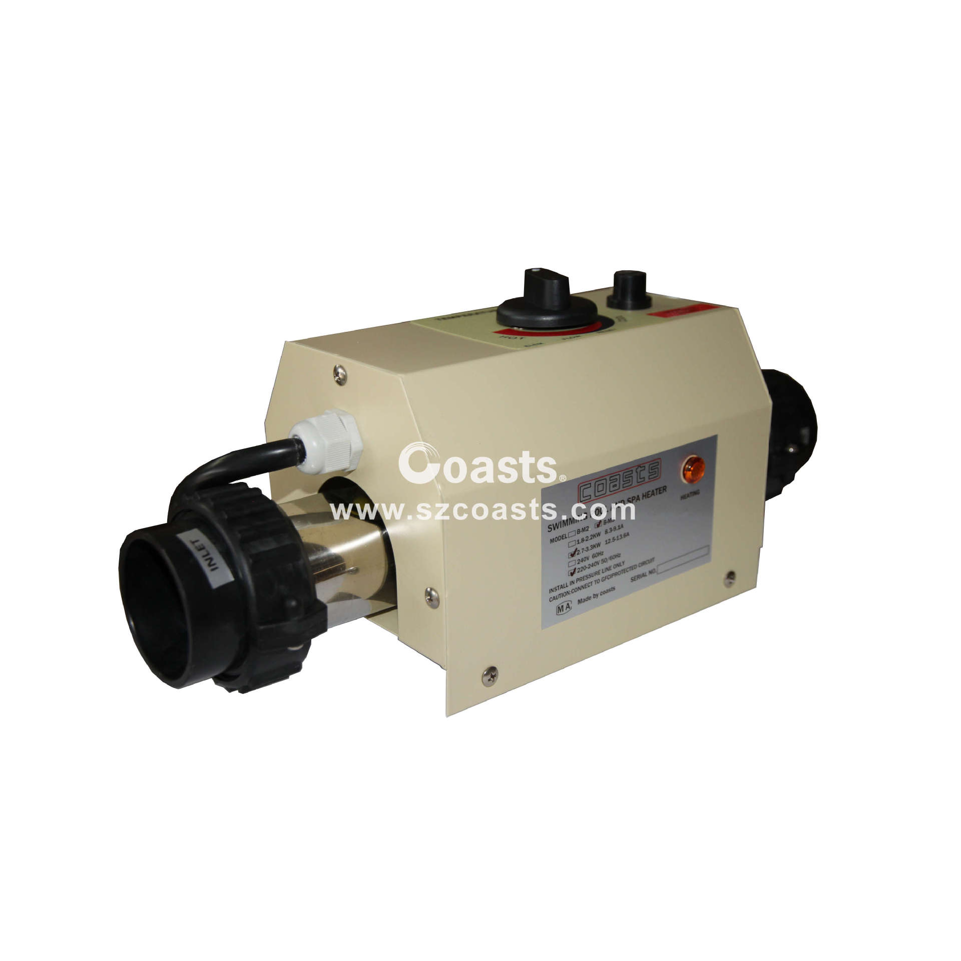 供应COASTS柯仕2KW泳池恒温器  电加热器