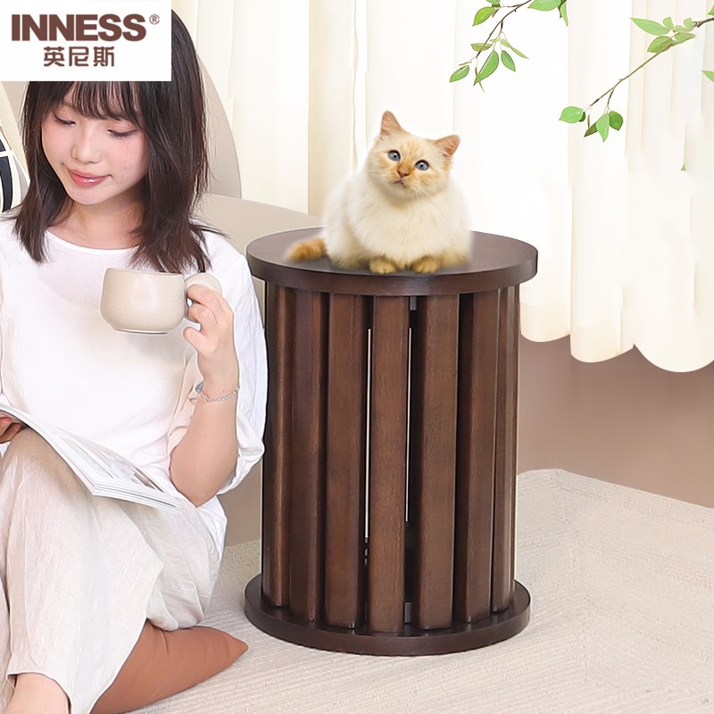 英尼斯 实木凳子可叠放圆凳家用叠叠乐餐桌餐凳收纳堆叠板凳椅子