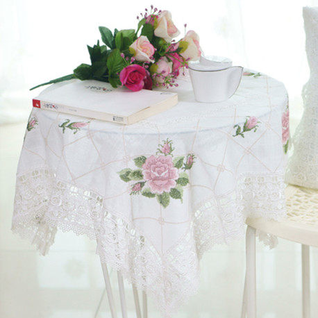 田园风立体十字刺绣花朵白色镂空蕾丝花边盖巾茶几布多用巾餐桌布,居家布艺,餐垫,淘宝优惠券,粉丝福利购,淘宝优惠卷
