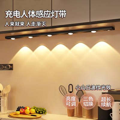 小山丘人体感应灯充电橱柜灯带自粘感应无线酒柜衣柜展示柜led灯