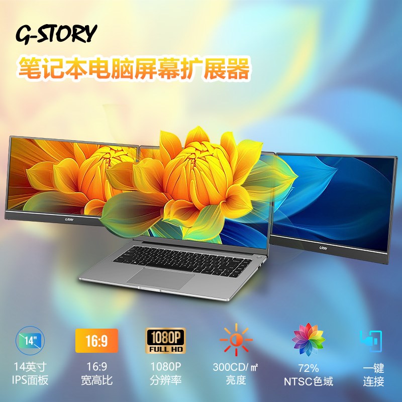 GSTORY便携显示器双屏开会讨论笔记本电脑炒股户外办公专用显示器