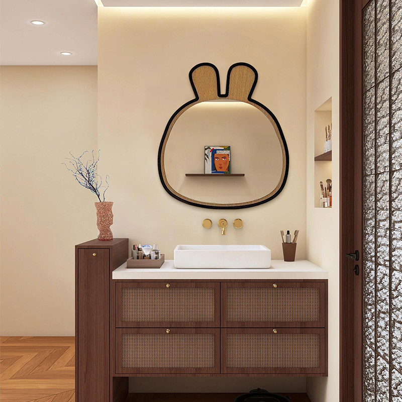 可爱风造型洗手间化妆镜儿童房壁挂装饰镜家用卧室台面靠墙梳妆镜