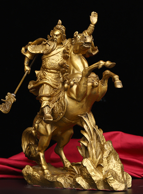 铜关公像骑马武财神关二爷佛像客厅玄关店铺桌面摆件装饰开业礼品