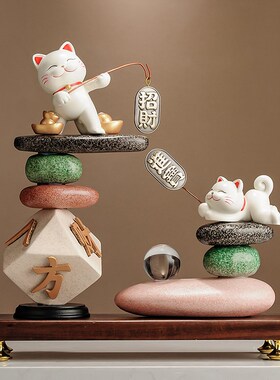 八方来财时来运转招财猫摆件办公室酒柜装饰品乔迁店铺开业礼品
