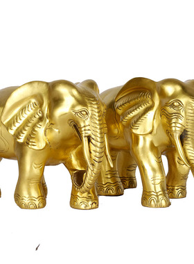 铜大象摆件纯铜一对吸水象铜象工艺品家居客厅桌面装饰品开业礼品