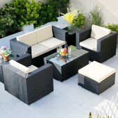 户外桌椅套装 藤编沙发组合室外花园露天阳台茶桌椅别墅庭院休闲椅