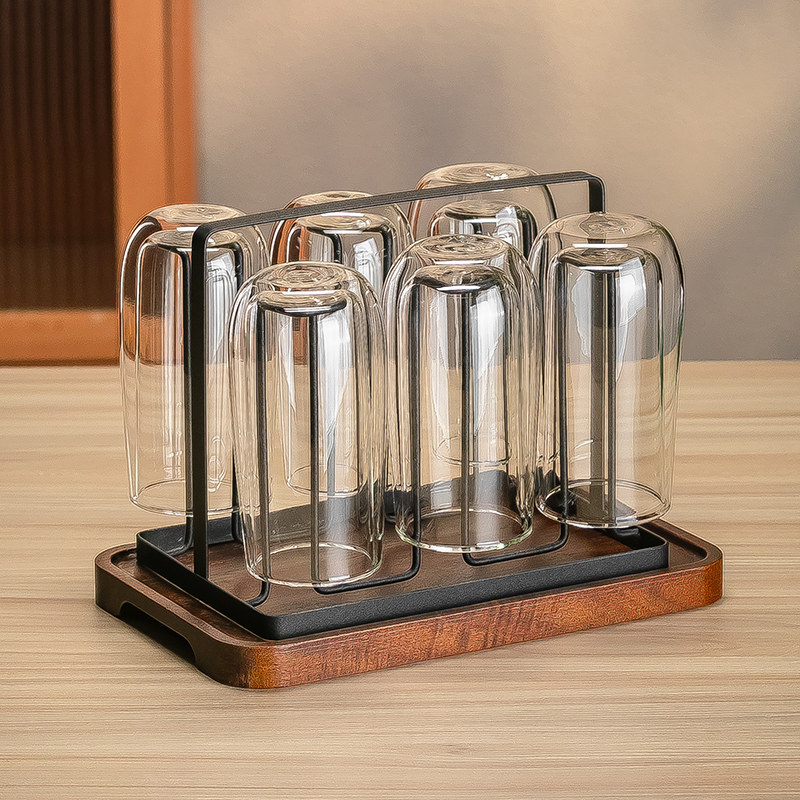 高档双层隔热咖啡玻璃杯套装加厚防烫泡茶杯家用客厅简约喝水杯子