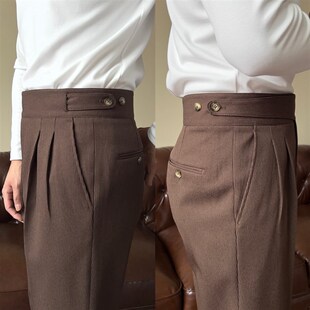 新款 升级版纽扣设计廓尔喀高腰调节西裤-661