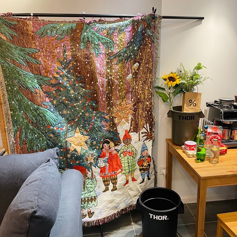 少年颂歌沙发毯盖毯户外露营休闲毯圣诞节布置场地针织线毯沙发巾