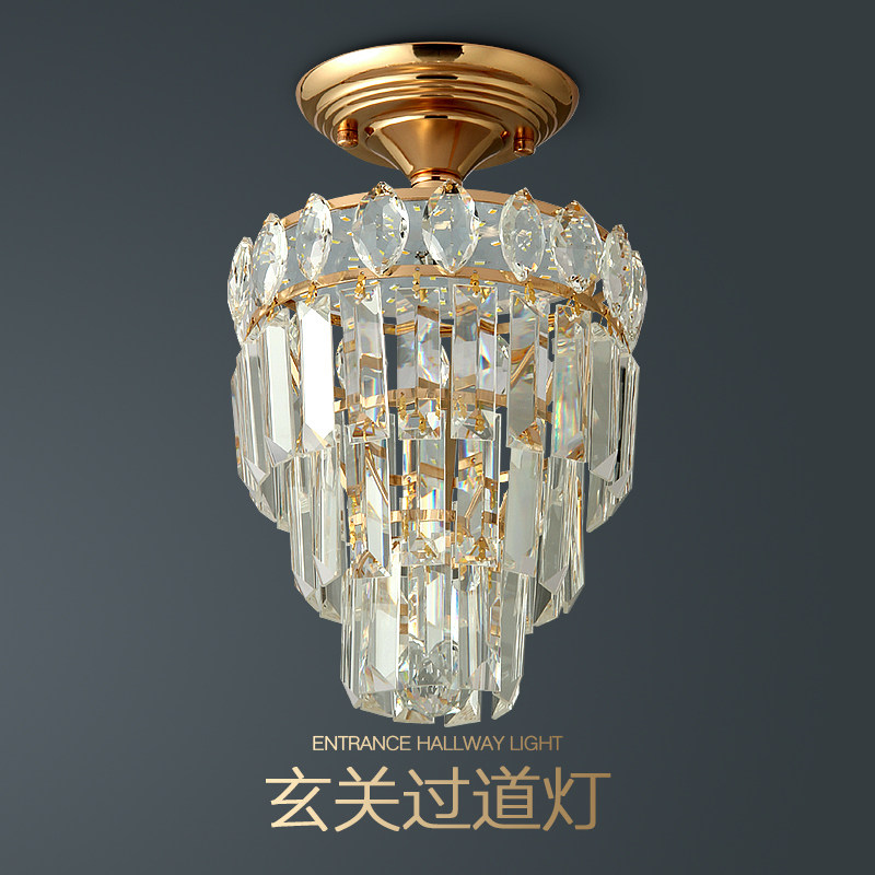 水晶吸顶灯欧式美式玄关过道走廊楼梯衣帽间门厅入户轻奢小吊灯具