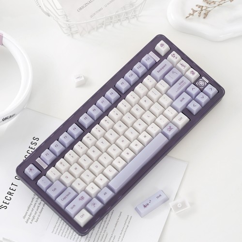 星迹外设紫藤序紫色珠光键帽透光