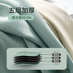 伸缩杆一整套飘窗2021年新款 卧室全遮光窗帘免打孔安装 少女遮阳布