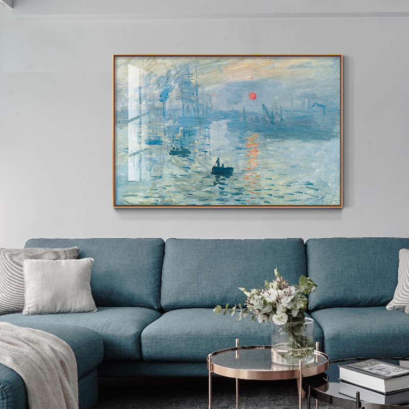 莫奈装饰画挂画睡莲日出印象派壁画客厅卧室餐厅背景墙面风景油画